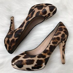 J.Crew Pia Leopard Calf Hair Pumps Animal Print Heels Size 6.5